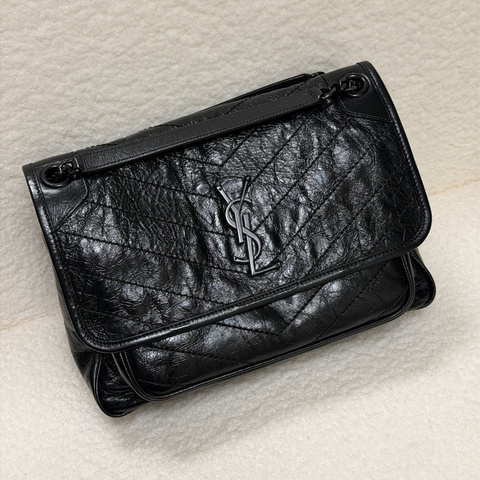YSL NIKI 黑牛皮中號鏈包