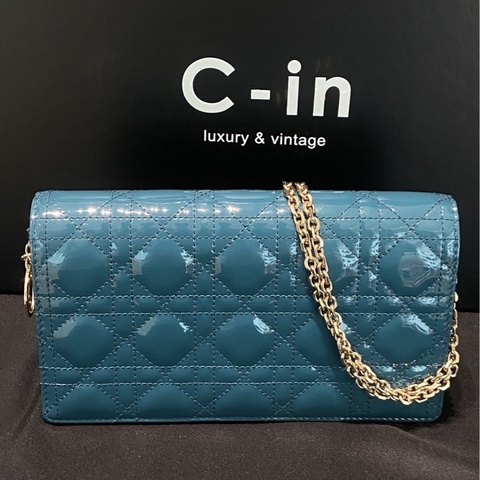 Dior 迪奧 藍色漆皮三合一鏈條包 21*11*3cm