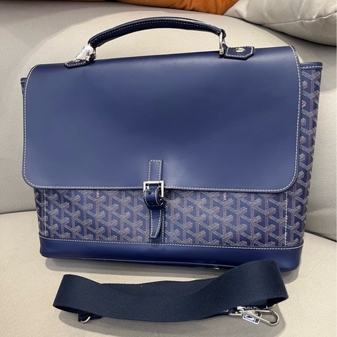 Goyard戈雅citadin藍色公文包郵差包手提包 尺寸38x33x9