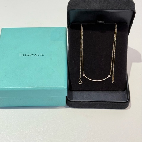 Tiffany 蒂芙尼 滿鑽笑臉小號項鍊 玫瑰金