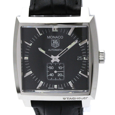 TAG Heuer 豪雅摩納哥系列精鋼皮革自動男士腕錶 WW2110 拋光款