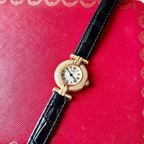 【1萬戴出上百萬效果👍🏻全網最低價💫】Cartier/卡地亞 小旋風系列女士 鑽石腕錶 金色