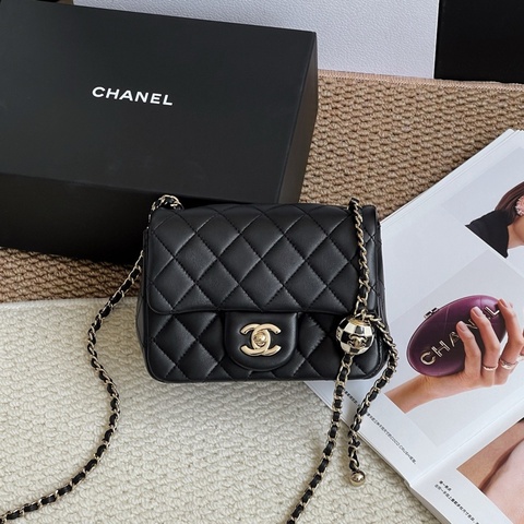 Chanel香奈兒 23C限量款足球琺瑯金球黑色方胖子晶片款