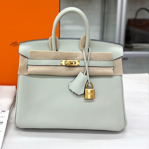 Hermes 愛馬仕0W冰晶灰 Birkin25，B刻，togo 9.99新成色，五金全膜，包型硬挺，邊角內袋
