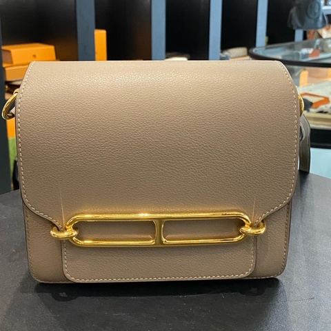 Hermes/愛馬仕 roulis豬鼻子 evercolor 風衣灰 外縫金扣 A刻