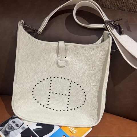 【潔白溫柔🤍狀況極好✨】Hermes Evelyne 29 伊芙琳 冰川白 銀扣 tc皮
