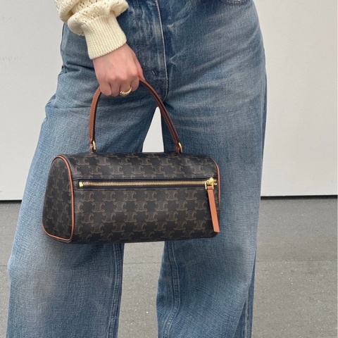✨Celine｜Triomphe Cylinder 2025年新款凱旋門老花圓筒包｜閒置新