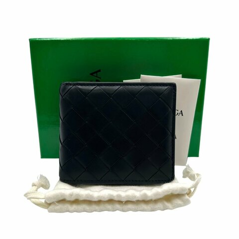 【美收精品】Bottega Veneta 黑色編織牛皮短夾  C-875【隔月月中將轉賣至日本 上架期限30天】