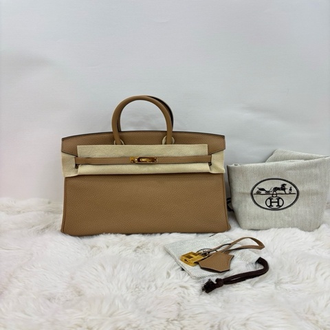 Hermes 愛馬仕 Birkin25 togo 0m奶茶色金扣 U刻 閒置