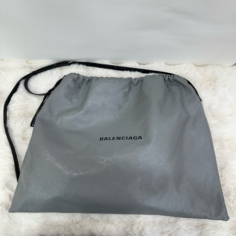 Balenciaga巴黎世家 灰色羊皮抽繩垃圾袋 羊皮Tote托特包 做舊單肩包 斜挎包 購物袋 大號 48*48