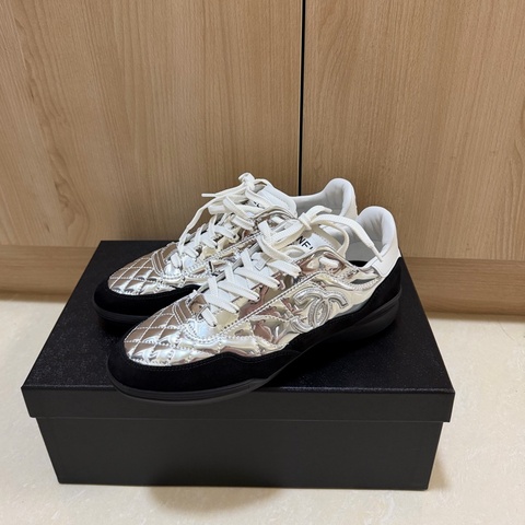Chanel 25N滑雪系列 黑銀德訓鞋37.5