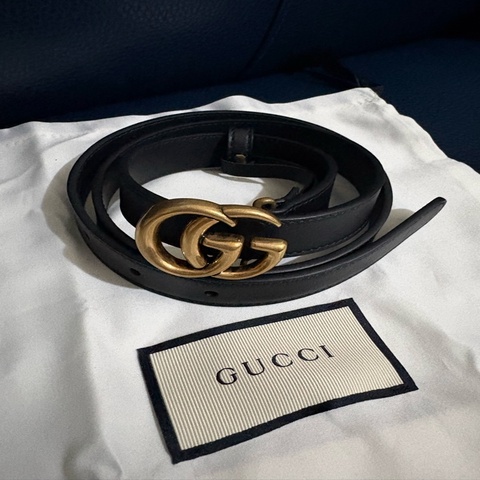 GUCCI仿舊金牛皮皮帶 黑色 2公分/尺寸 85（409417）