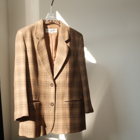 Dior Vintage Christian Dior SPORTS 迪奧大地色格紋羊毛西裝外套
