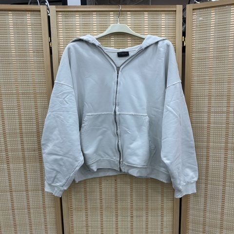Balenciaga 巴黎世家 水洗白 後背彩色發泡標語Logo拉鍊帽衫 外套 M碼 肩65 胸64 長68