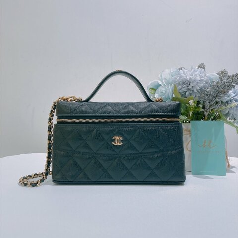 TW4959	Chanel 香奈兒 25c 手提化妝包 荔枝紋牛皮  黑色金釦 25c Vanity Case With Handle Bag Caviar Black x GHW