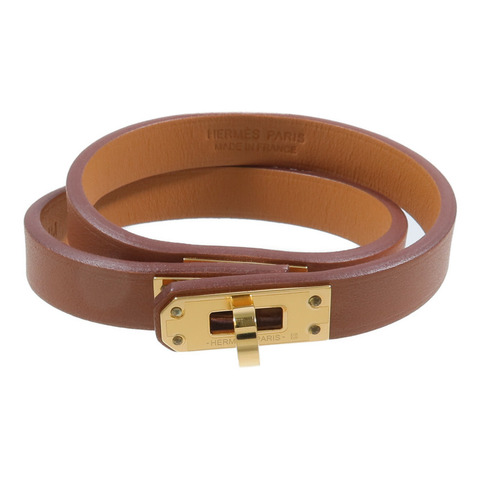 HERMES Swift皮革Kelly Double Tour Bracelet手帶Gold