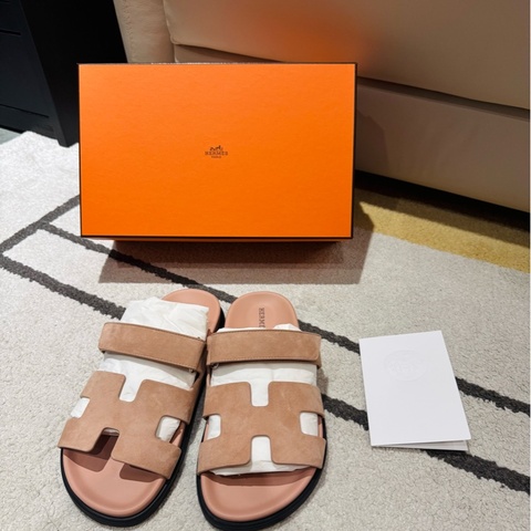 （已預留）Hermes 愛馬仕 Chypre 二舅鞋/陶瓷粉/39號/99新美品