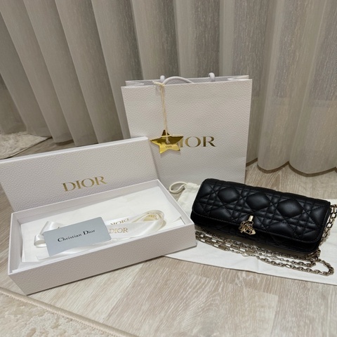 98成新DIOR-Dior Talk羊皮手機珍珠鍊包