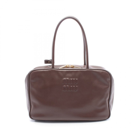 Miu Miu baud 手提包 5BB117 皮革 棕色 二手 女士