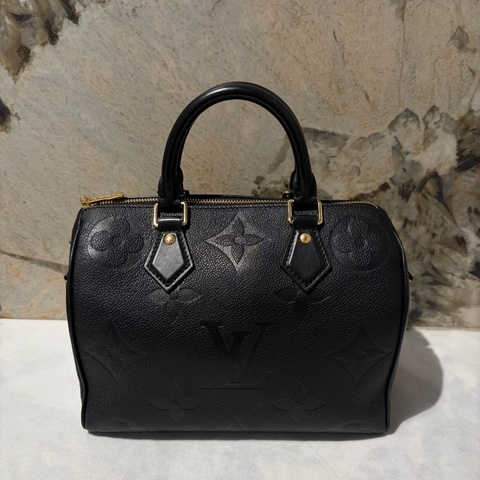 Louis Vuitton黑金壓紋牛皮speedy 背帶款