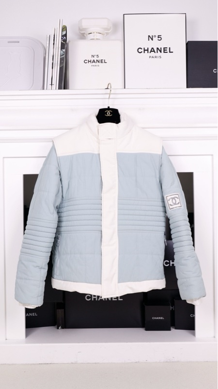 Chanel 01年运动方标系列蓝白拼色棉服滑雪服