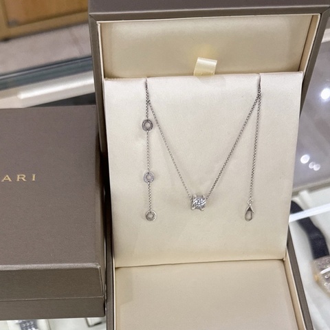 Bvlgari 宝格丽白金满钻小蛮腰项链