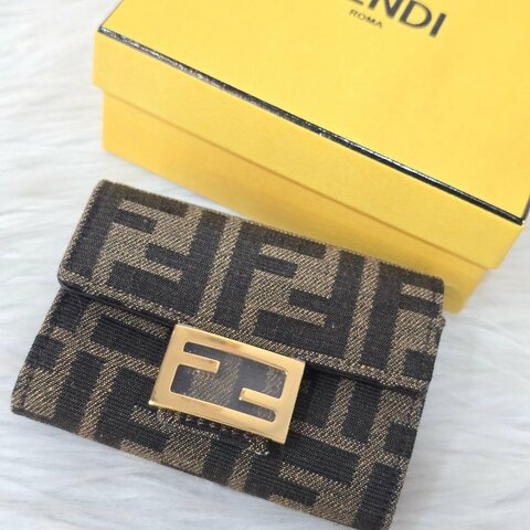FENDI FF Monogram 帆布風琴卡夾｜全新
