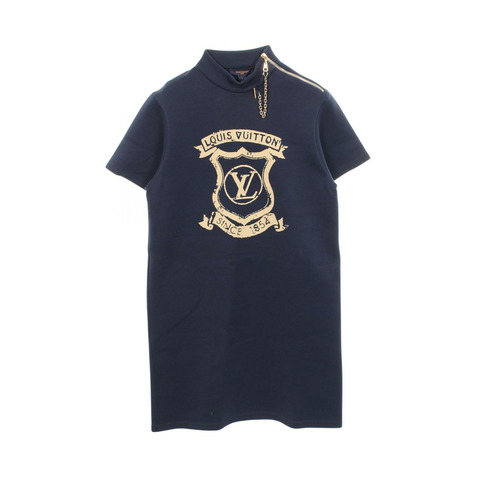 路易威登 LV Crest 連身裙 RW221W FED FMDR31 棉質海軍藍二手女款 L 碼