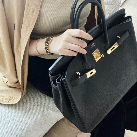 Hermes 愛馬仕 89Noir黑色 Togo 牛皮 Birkin 35 手提包 肩背包 金釦