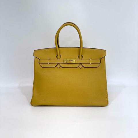 Hermes琥珀黃9D T/C皮金釦鉑金Birkin35CM