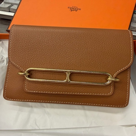 Hermès 愛馬仕Roulis Slim 金棕，愛馬仕豬鼻子卡包 金棕