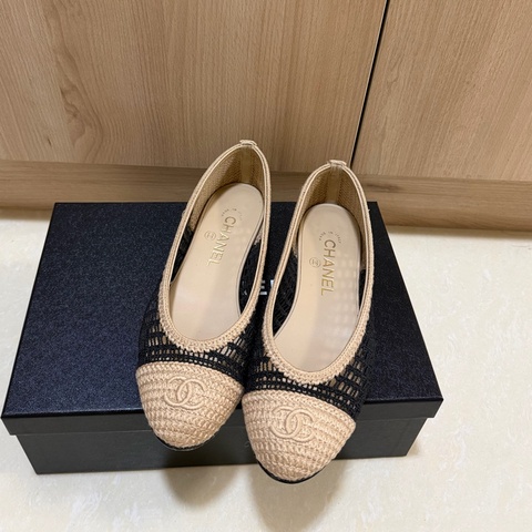 Chanel 25P 草編平底鞋 芭蕾舞鞋37