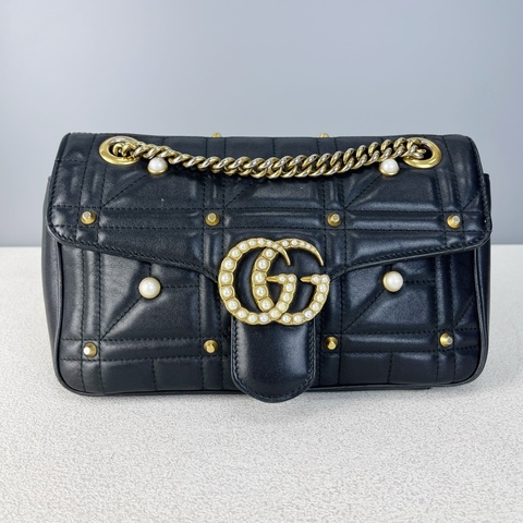 古馳Gucci馬蒙26雙G珍珠單肩斜挎包