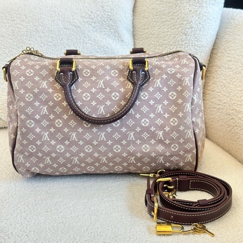 LV路易威登中古丹寧老花Speedy30 帆布拼皮