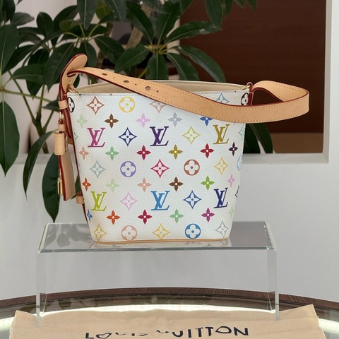 Louis Vuitton 路易威登Takashi Murakami村上隆聯名All in bb白三彩手提水桶包  無長肩帶 小包