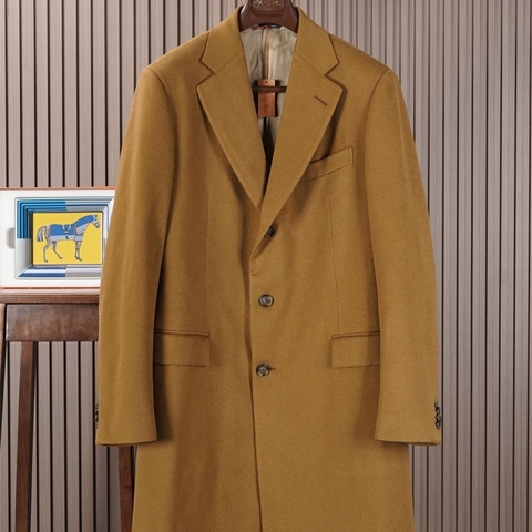 Loro Piana 諾悠翩雅 男士胡桃棕純羊絨大衣 專櫃售價8萬  50碼