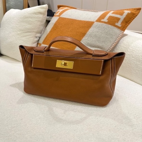 Hermès 愛馬仕 24/24 29｜2020 Y刻｜金棕色系 金扣｜手提肩背包