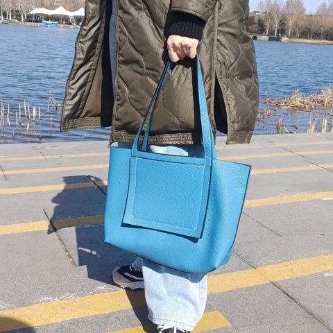 🐎Hermes愛馬仕｜Cabasellier 31長肩帶tote全皮托特包 藍色｜Tc皮｜閒置99新｜Z刻