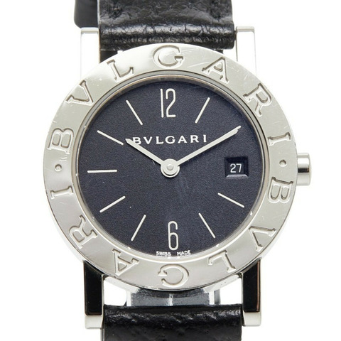 寶格麗日期顯示腕錶 BB26SL 石英黑色錶盤不鏽鋼女錶 BVLGARI