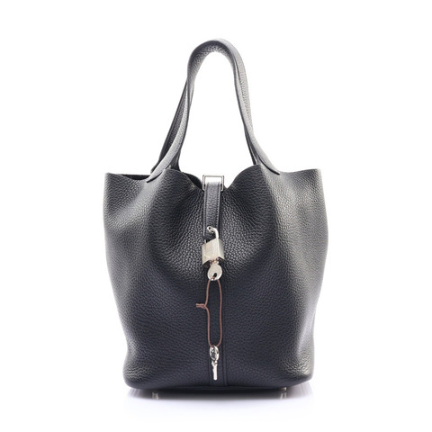 HERMES 愛馬仕 Picotin Lock 22 手提包 黑色 TC牛皮 B刻 銀扣 H060991CK