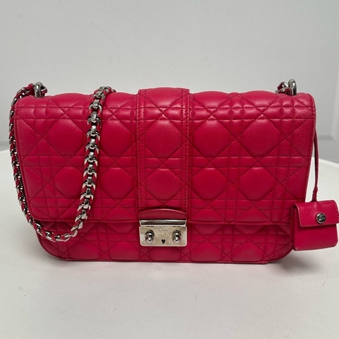 Dior/迪奧 紅色藤格紋戴妃鏈條包