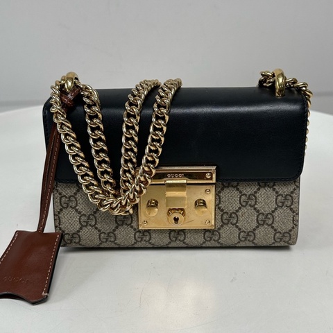 Gucci/古馳 老花padlock月光寶盒鏈條包