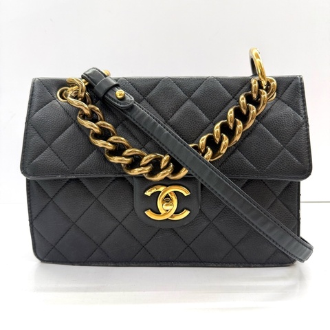 CHANEL 香奈兒 黑色牛皮24CM手提斜背2WAY包 NO.18（無卡）