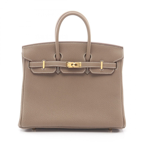 HERMES Birkin 25 手提包 K Togo 皮革 Etoupe 灰色 GHW