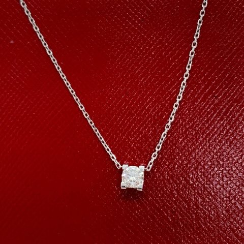Cartier卡地亞 C DE CARTIER 白金單鑽牛頭項鍊  2017年購入