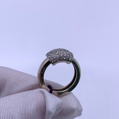 Piaget伯爵Possession系列18K白金滿鑽雙環戒指 52碼