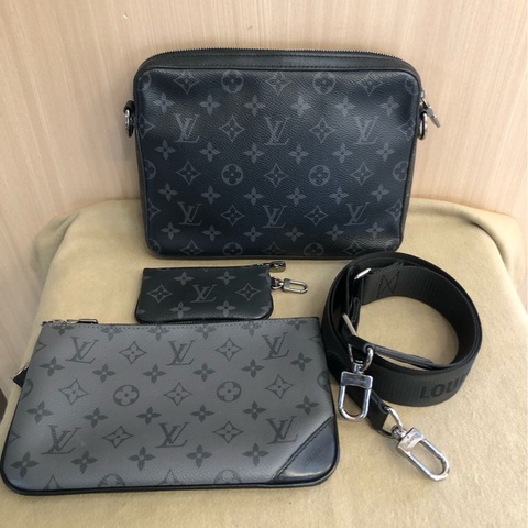 路易威登/LV Trio黑武士反轉色三合一郵差包 單肩斜挎包 芯片款