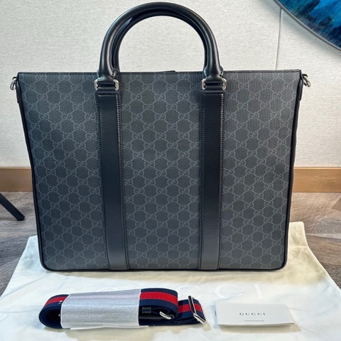 Gucci 古馳 新款老花滿logo帆布托特包 手提單肩斜挎包