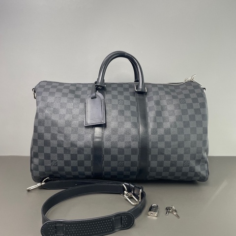 LV/路易威登 keepall 45 棋盤格拉鍊開合可調節肩帶