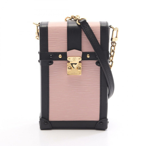 路易威登 Pochette Trunk Vertical Epi Rose Ballerine 單肩包 M67872 皮革 棕色 黑色 二手 女士